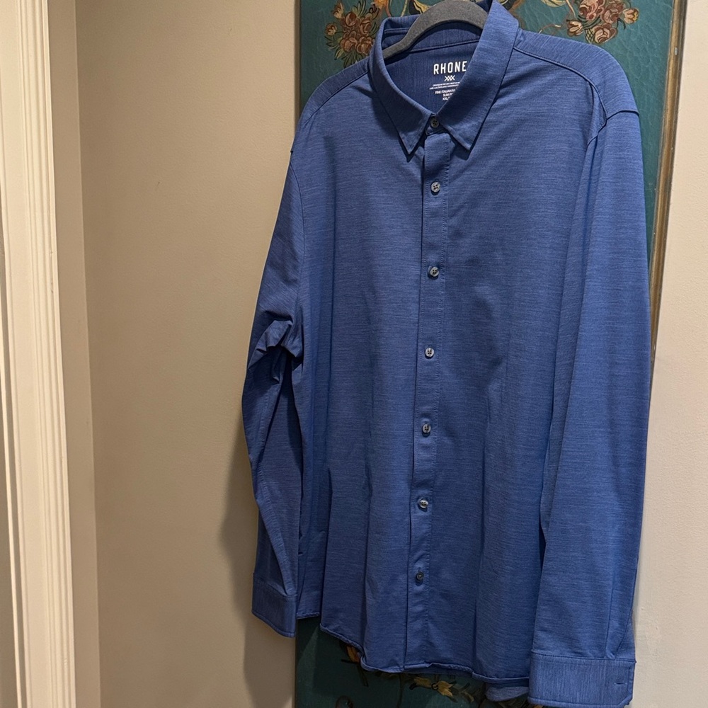 RHONE Men's Commuter Casual Blue Button Down Shirt